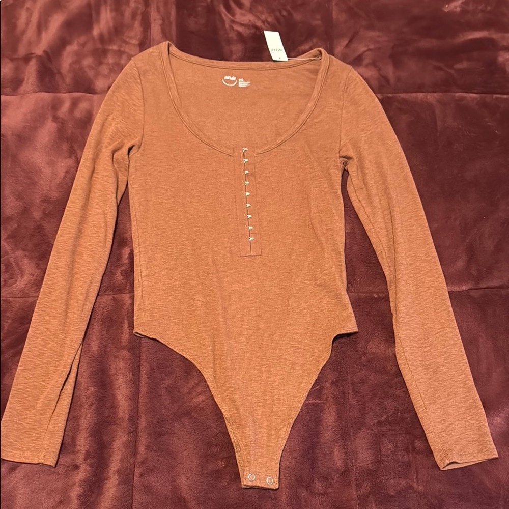 Aerie Cinnamon Ribbed Long Sleeve